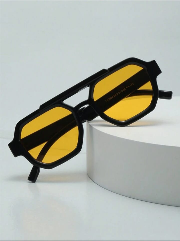 ENAK Double Bridge Square Frame Minimalist Stylist Sunglasses